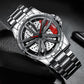 Spin Me! Spinner Watch, Spinning Car Wheel Watch for Men, Stainless Steel Waterproof Sports Wristwatch for Car Enthusiast