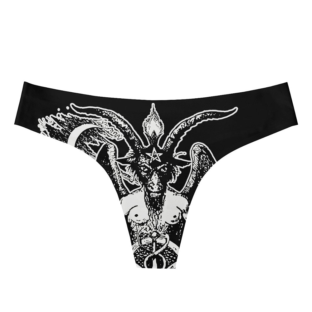 Gothic Baphomet Thongs Underwear, Satanic Lingerie Panties