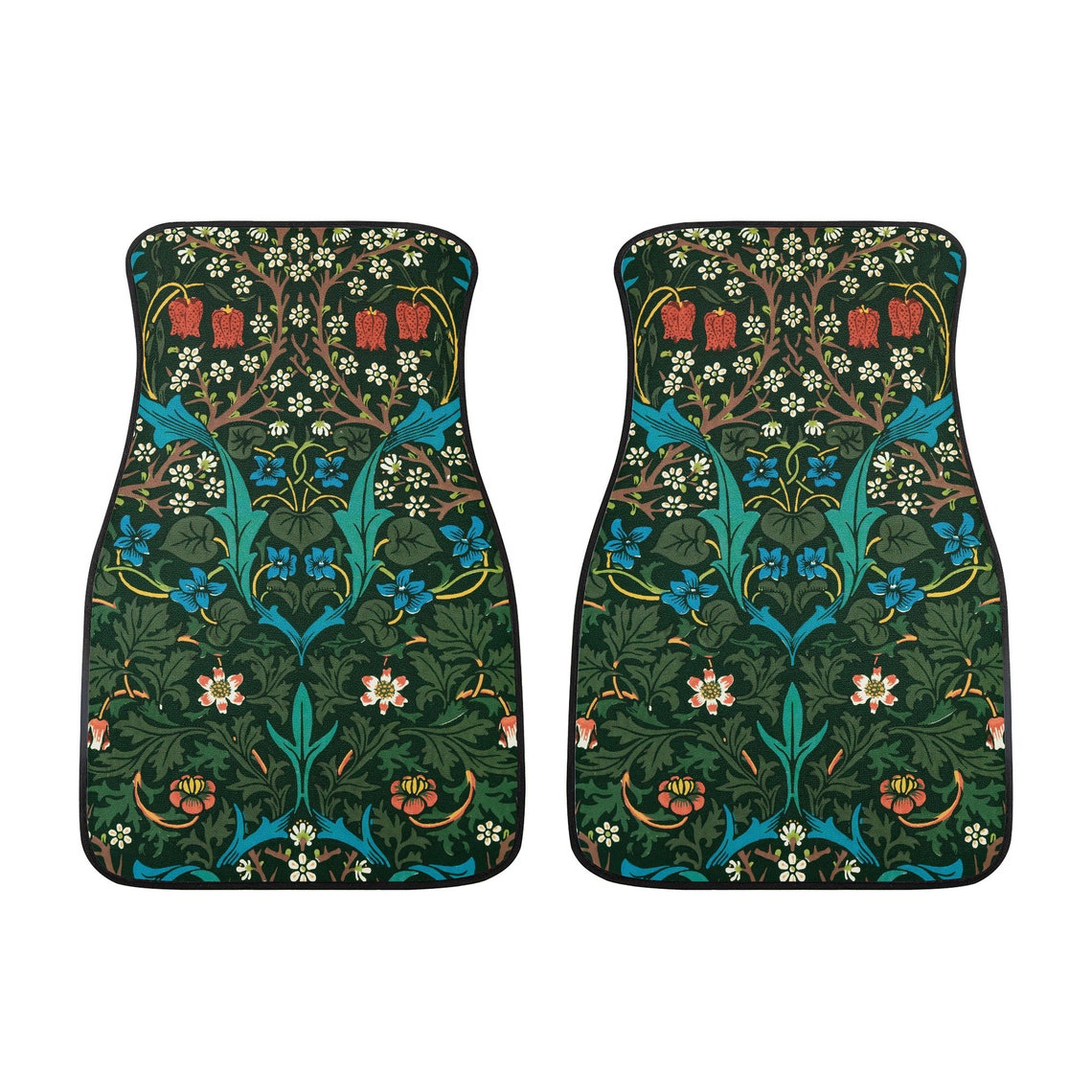 William Morris pattern Car Mats, Vintage tulip Floral Car Decor