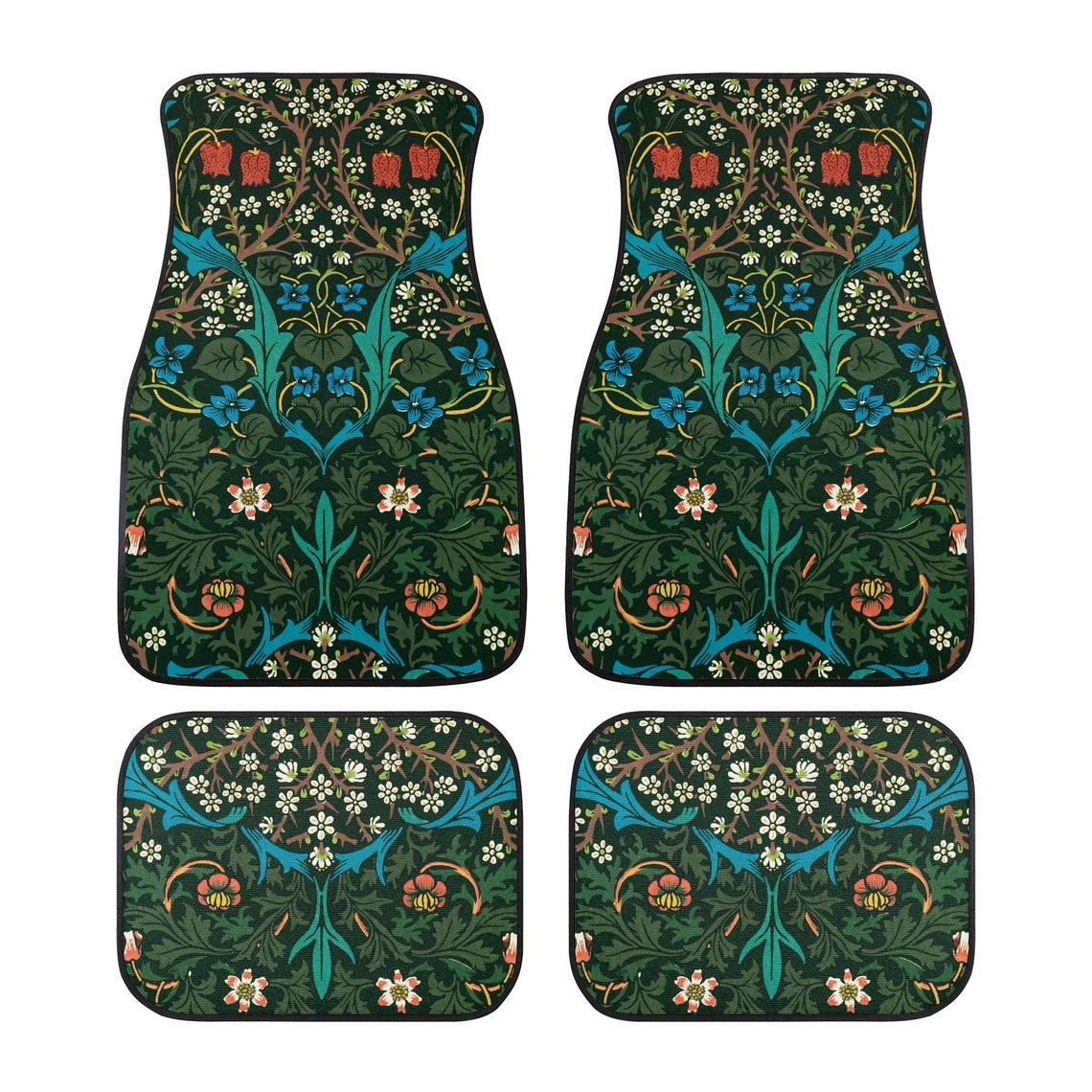 William Morris pattern Car Mats, Vintage tulip Floral Car Decor