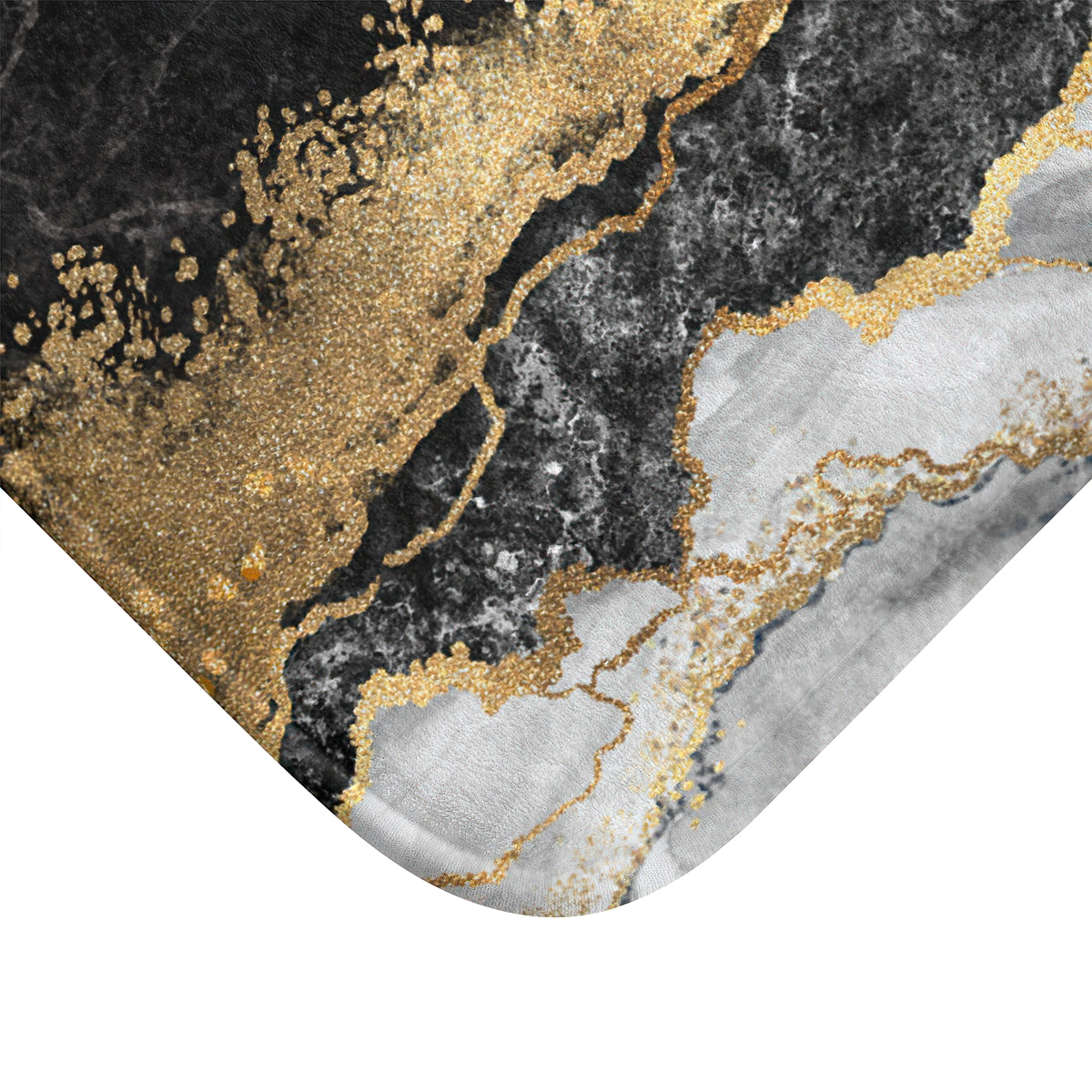 Black marble with gold Printed Bath Mat