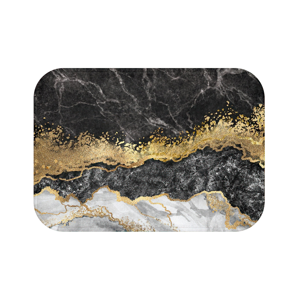 Black marble with gold Printed Bath Mat