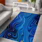 Golden Royal Blue Marble Area Rug/Mat, Abstract Modern Home Decor