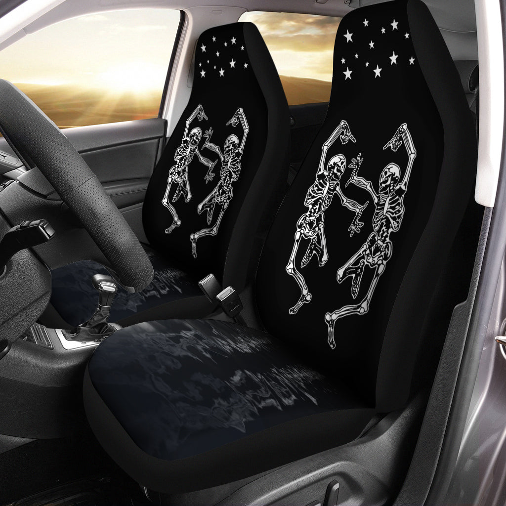 Dancing Skeleton Car Seat Covers, Spooky Gothic Car Decor, Halloween car Accessories