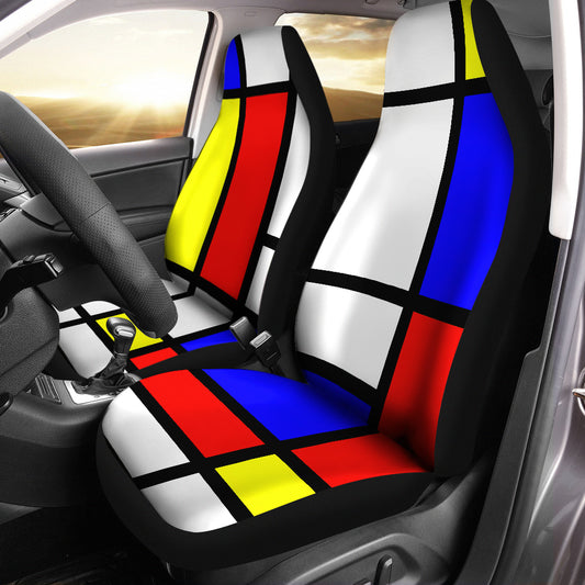 Piet Mondrian Car Seat Covers, abstract geometry universal Car Decor, universal Car Seat Protector