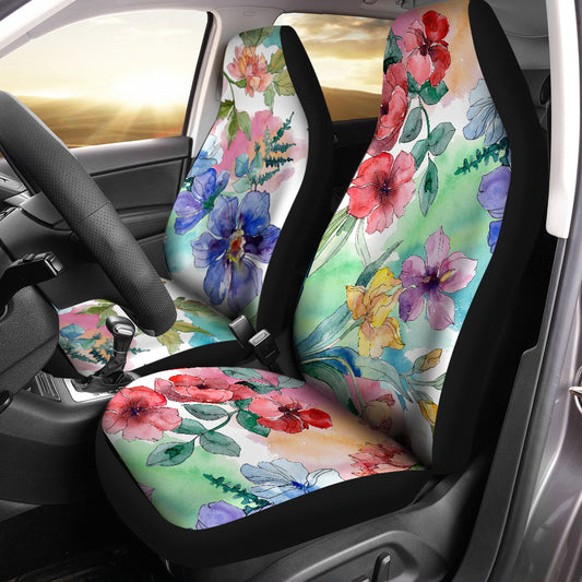 Watercolor flowers universal Car Seat Covers, car Protector, floral Car Accessory