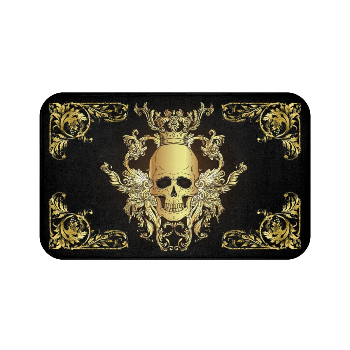 Golden Baroque Skull Bath Mat, gothic bathroom Decor