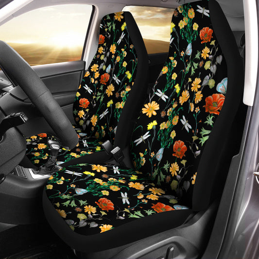 Wildflowers dragonfly butterfly universal seat covers, Boho floral Car Seat Decor