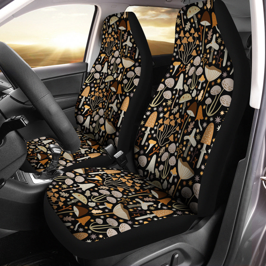 Brown Beige Boho Mushroom Car Seat Covers