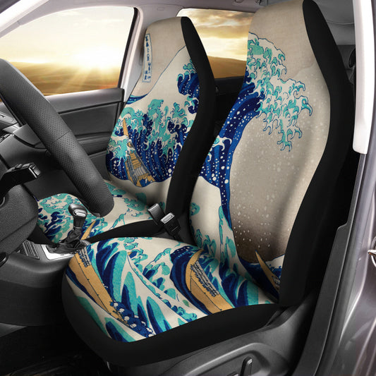 Great Wave Car Seat Covers, Hokusai RETRO JAPANESE ART Car Decor, universal Car Seat Protector