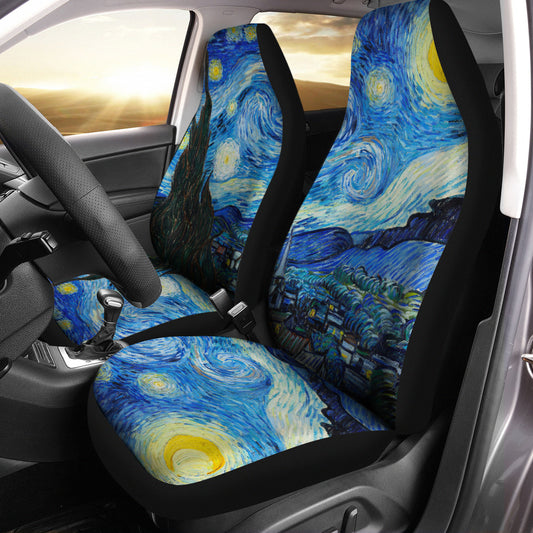 Starry Night Car Seat Covers, Van Gogh Art Car Decor, Famous Art Car Seat Protector