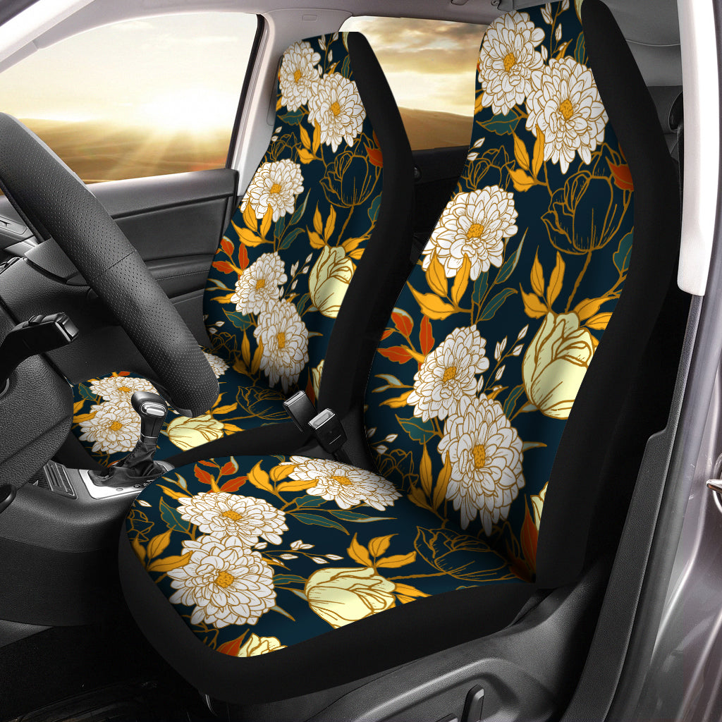 White floral Car Seat Covers, universal seat covers, Car Seat Protector, car seat upholstery, vintage style Car Accessory